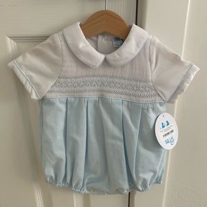 NWT smocked Luli & Me boy bubble 9 months